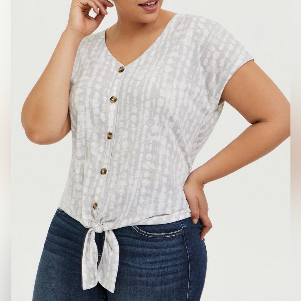 Torrid Slub V-Neck Button-Down Tie-Front Dolman Top Size 2X